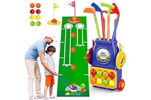 Mililier Kids Toddler Golf Set with 8 Balls and 1 Mat,Indoor Outdoor Golf Cart Sets for 2 3 4 5 Year Old Boys and Girls,Birthday&Christmas Gift Toys for Ages 2 3 4 5