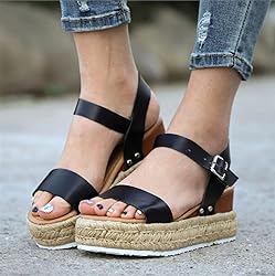 Black Sandals Women Wedge, Womens Sandals Platform
