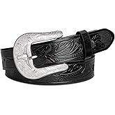 Kicoroiny Western Belts Vintage Cowgirl Cowboy Country Belt for Woman Men Gifts, Carved Buckle-Belts for Jeans Pants Dresses