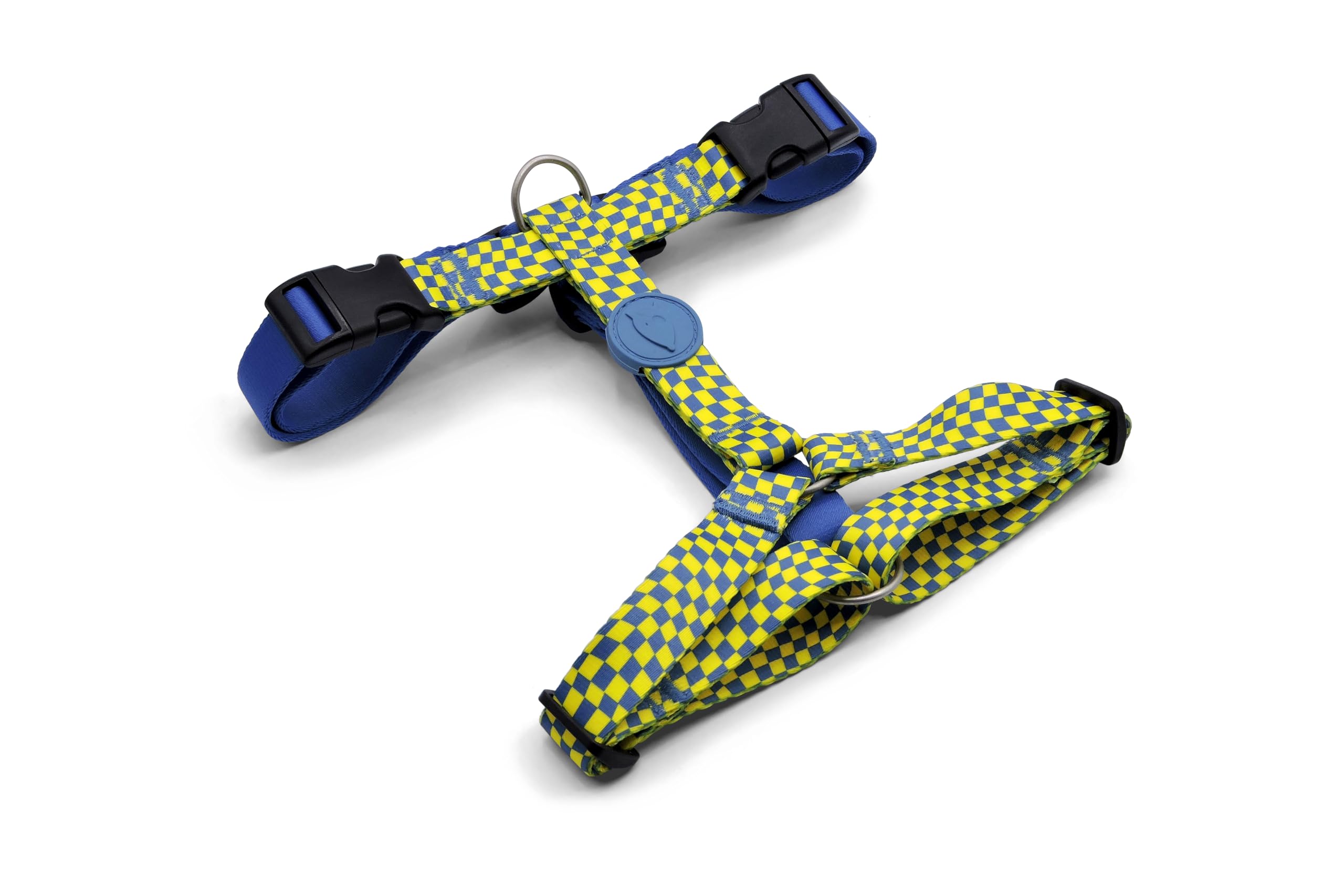 MORSO® 5 Point Adjustable H-Harness for Medium Large Dogs Yellow and Light Blue Size L