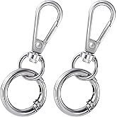 PAGOW 2 Sets Swivel Clasp Clip, Double Opening Keychain Clip, Metal Swivel Snap Hooks with Key Ring for Jewelry Clasps, DIY Crafts, Keychain Making (Silver)