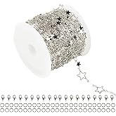 YOUBEIYEE 16.4 Feet/ 5 Meters Chain for Jewelry Making, Silver Plated Brass Hollow Star Shaped Link Chain Necklace Anklet Jewelry DIY Accessories with Lobster Claws Jump Rings