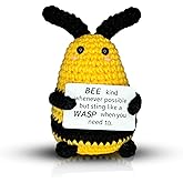 SACHPER Picke Buddies Kind Wasp Bee - Emotional Support Crochet Dolls Handmade Positive Crochet Animals Gifts Desk Decor Emotional Support Plush for Anxiety & Stress Relief Positive Bee