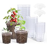homenote Nursery Pots 30 Pack,3/4/5 Inch Plant Pot for Planting, Clear Nursery Pots for Plant,Plastic Seedling with Drainage Holes Seed Starter Flower High Transparency 20 Labels Excellent Hardness