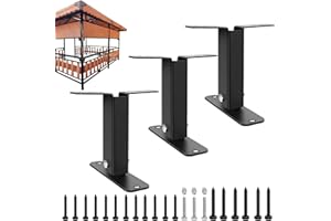 YABORAS Patio Roof Riser, Heavy Duty Adjustable Saddle Pergola Brackets Mount Supports Hardware Kits for Wood Beam Gazebo Porch Outdoor Garden Backyard, 304 Stainless Steel, 3 Packs, Black