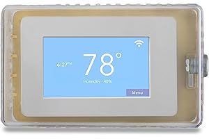 BISupply A/C Thermostat Lock Box with Key M 1pk - Plastic Locking Wall Thermostat Cover - Lockable Heat and Air Condition Con