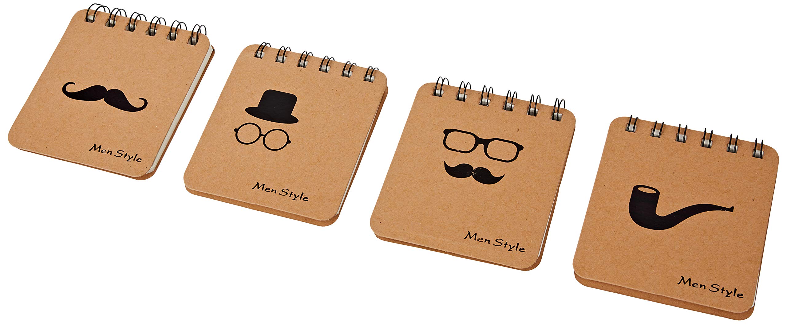 Mopec Spiral Book Men Style 4 Models 8.5 x 10 cm Pack of 4, Kraft One Size 4