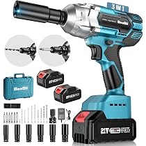 Seesii Cordless Impact Wrench, Brushless Impact Wrench 1/2 inch ...