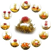 Teavivre 12pcs Handmade Blooming Flower Tea - Radom Varieties of Individually Sealed Tea Ball - Assorted Flowering Green Tea Ball - Natural Flowers Hand-tied with Green Tea