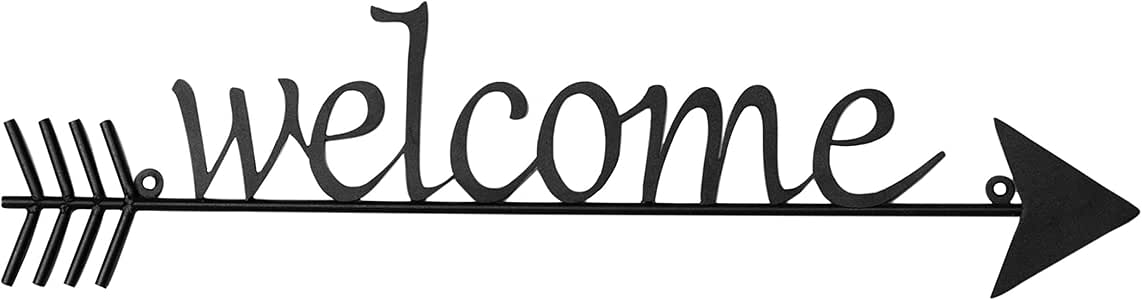 Amazon.com: MyGift 23-Inch Black Metal Welcome Wall Sign Decor with Rustic Arrow Design: Home ...