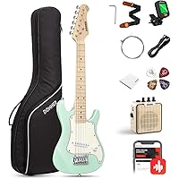 Donner 30 Inch Electric Guitar Kid Beginner Kit ST Style Mini Size ST Electric Guitar Junior Starter Package Surf Green with 