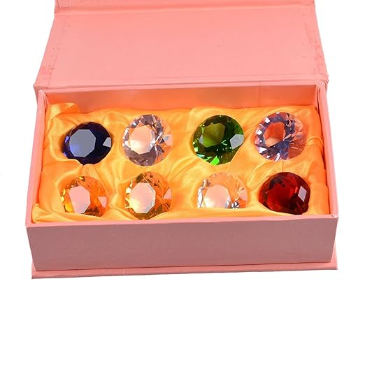 LONG SHENG Mother's Day Gift 30mm (1.2 inch) Crystal Diamond Paperweight Birthstone Table Decorations Multicolor Gift Packing