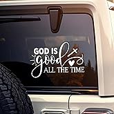 God is Good All The Time Car Decal, Inspirational Christian, Faith, Heart Jesus Decals, Vinyl Waterproof 8 inch Bumper Sticker for Trucks Window, Car Accessories Decorations Gifts for Friend Mom Dad