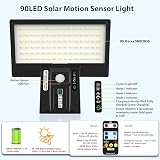 JESLED Solar Lights Outdoor 90 LEDs Motion Sensor 3 Color Temps USB Charge view 6