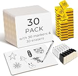 Ohuhu 30 Pack A4 Double-Sided Mini Whiteboards with 30 Pens & 30 Erasers view 1
