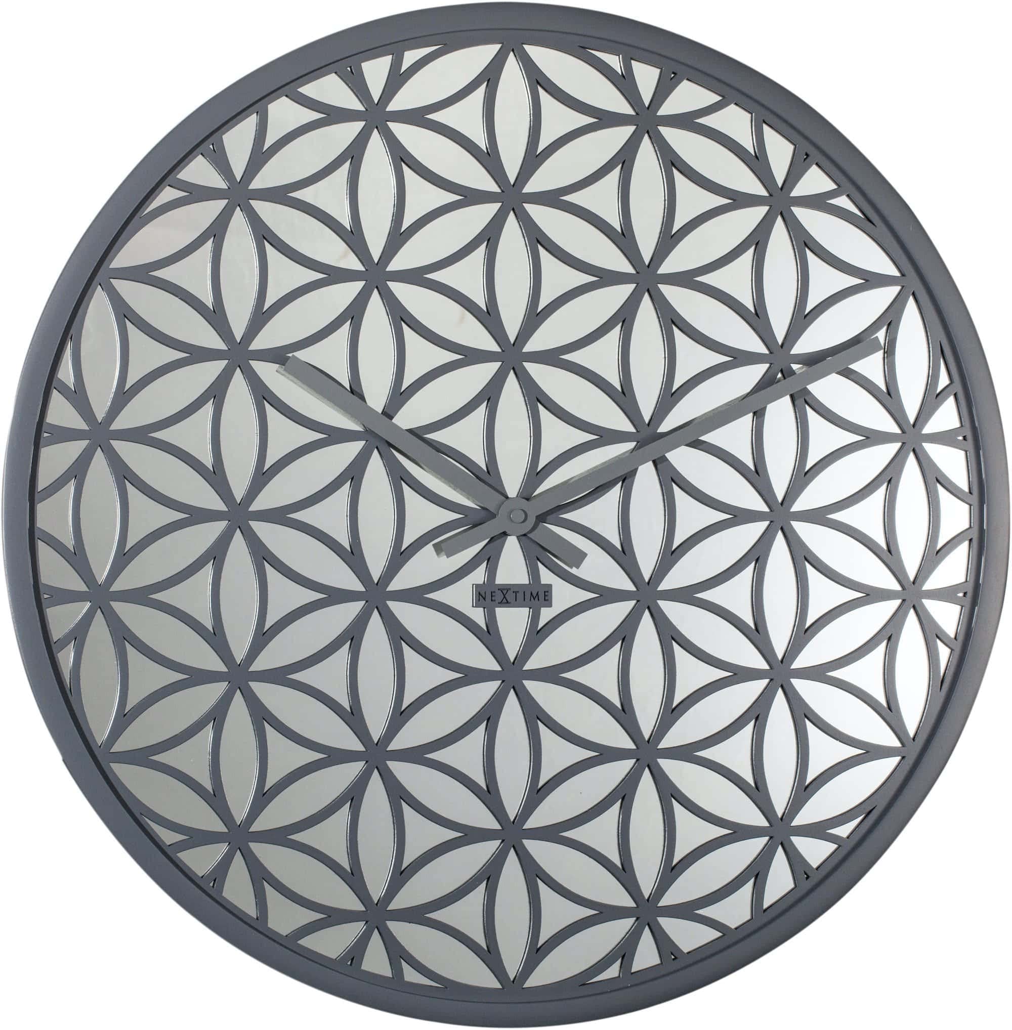 NexTime - Wall clock - Ø 50 cm - Wood/Mirror – Grey- 'Bella Mirror'
