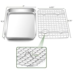 TeamFar Toaster Oven Pan with Rack Set, 9’’ x