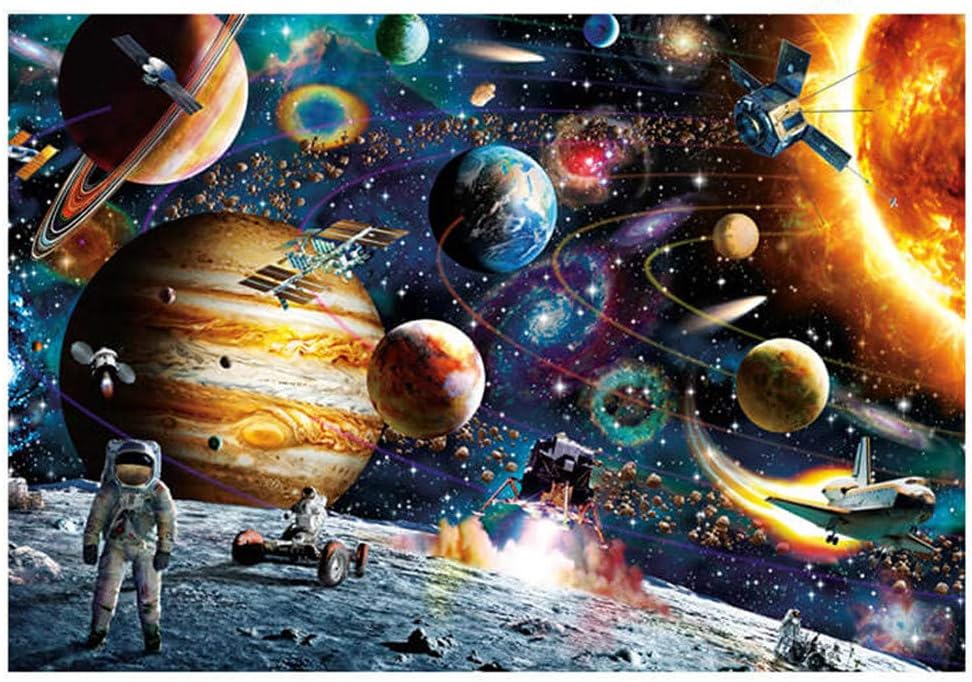 Puzzles for Adults 234 Pieces Wooden Jigsaw Puzzle Challenge and Fun - Castle in the Sky, Cosmic Space Planets ect.