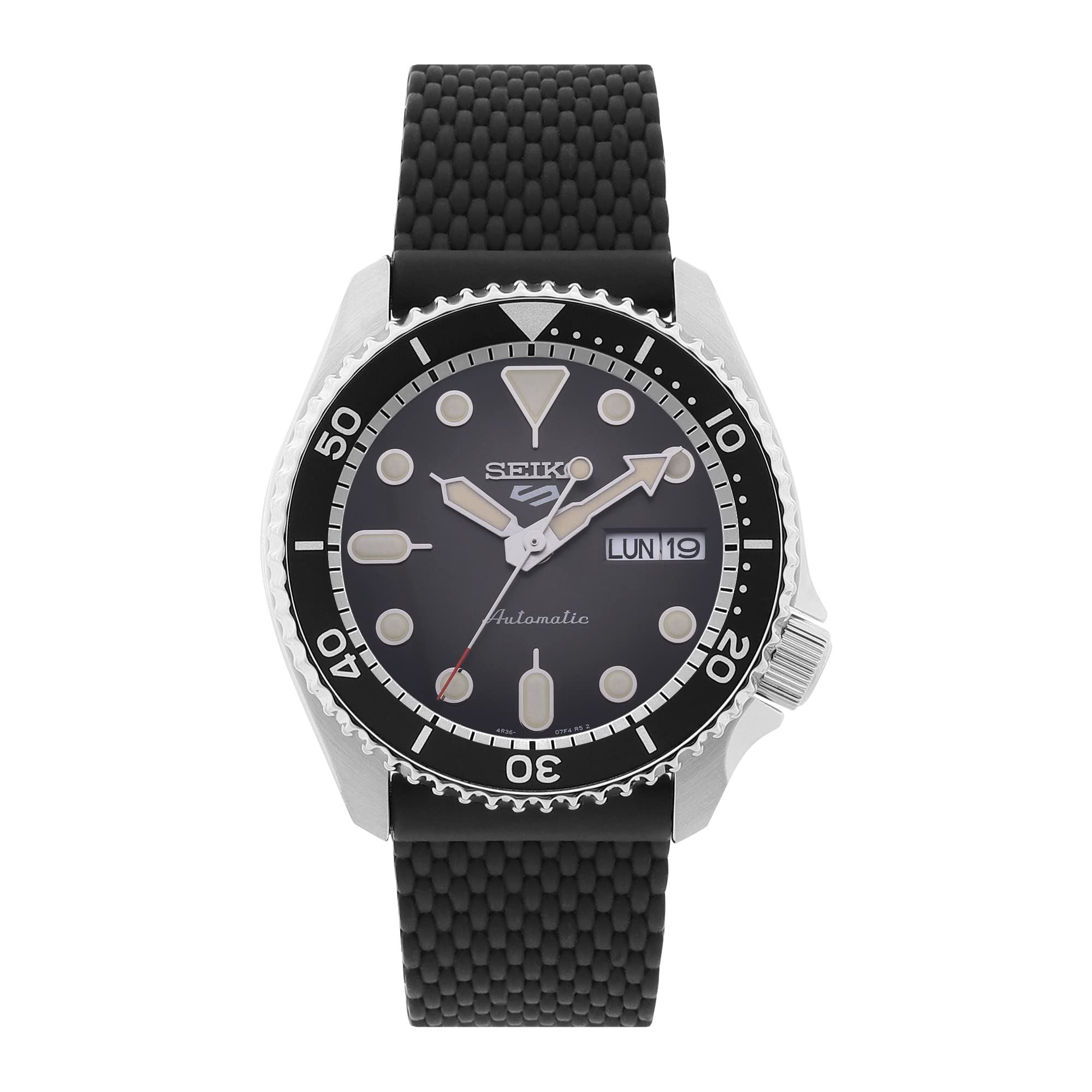 Seiko SRPD73K2 Men's Automatic Analog Silicone Strap Watch, Black, 43 mm, Strap