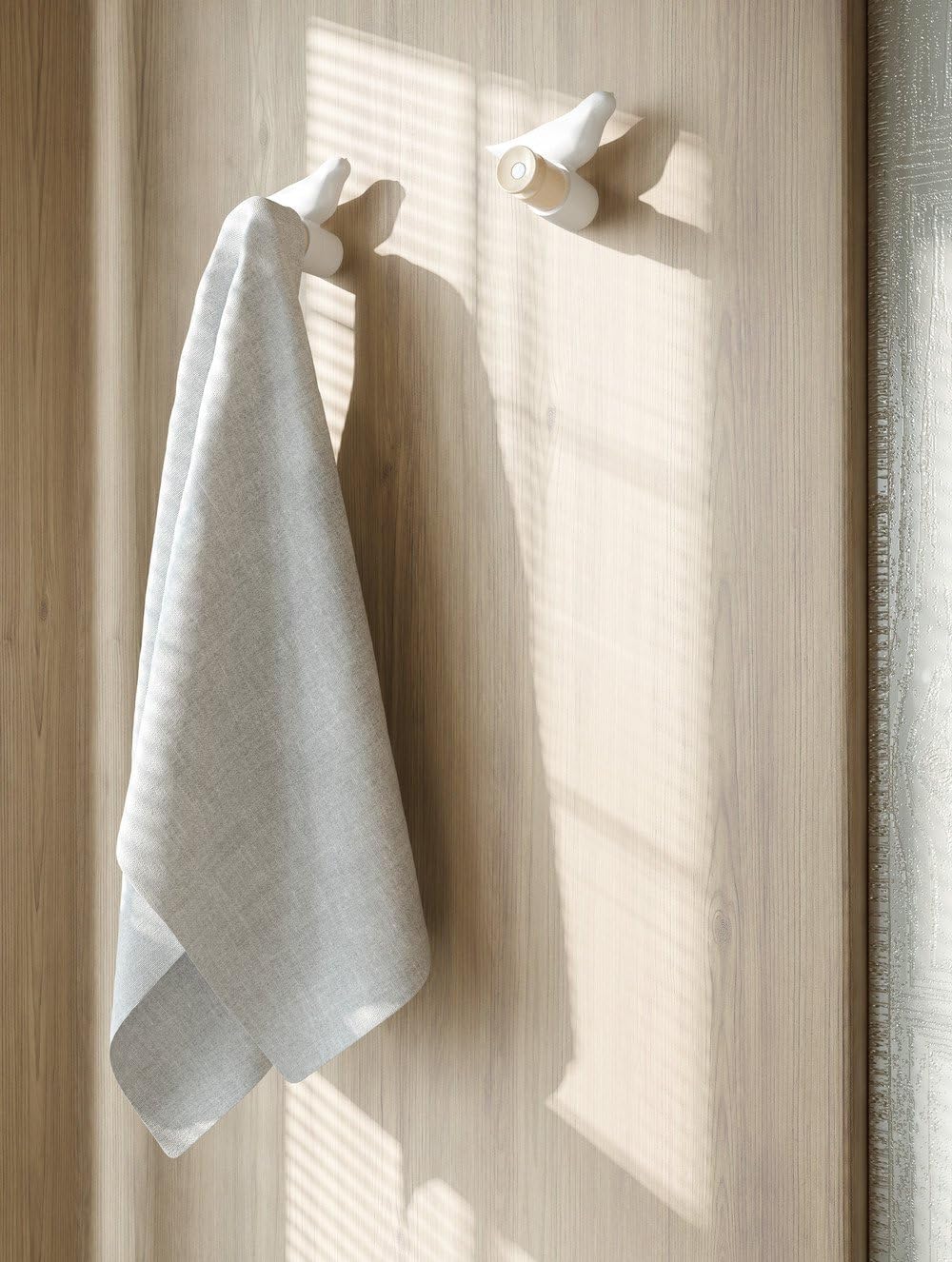 OTTITI BIRD Coat Hooks, Set of 3 Wall Mounted Dove Shaped Wood Base Coat Hooks Hat Scarf Purse Hanger (White)