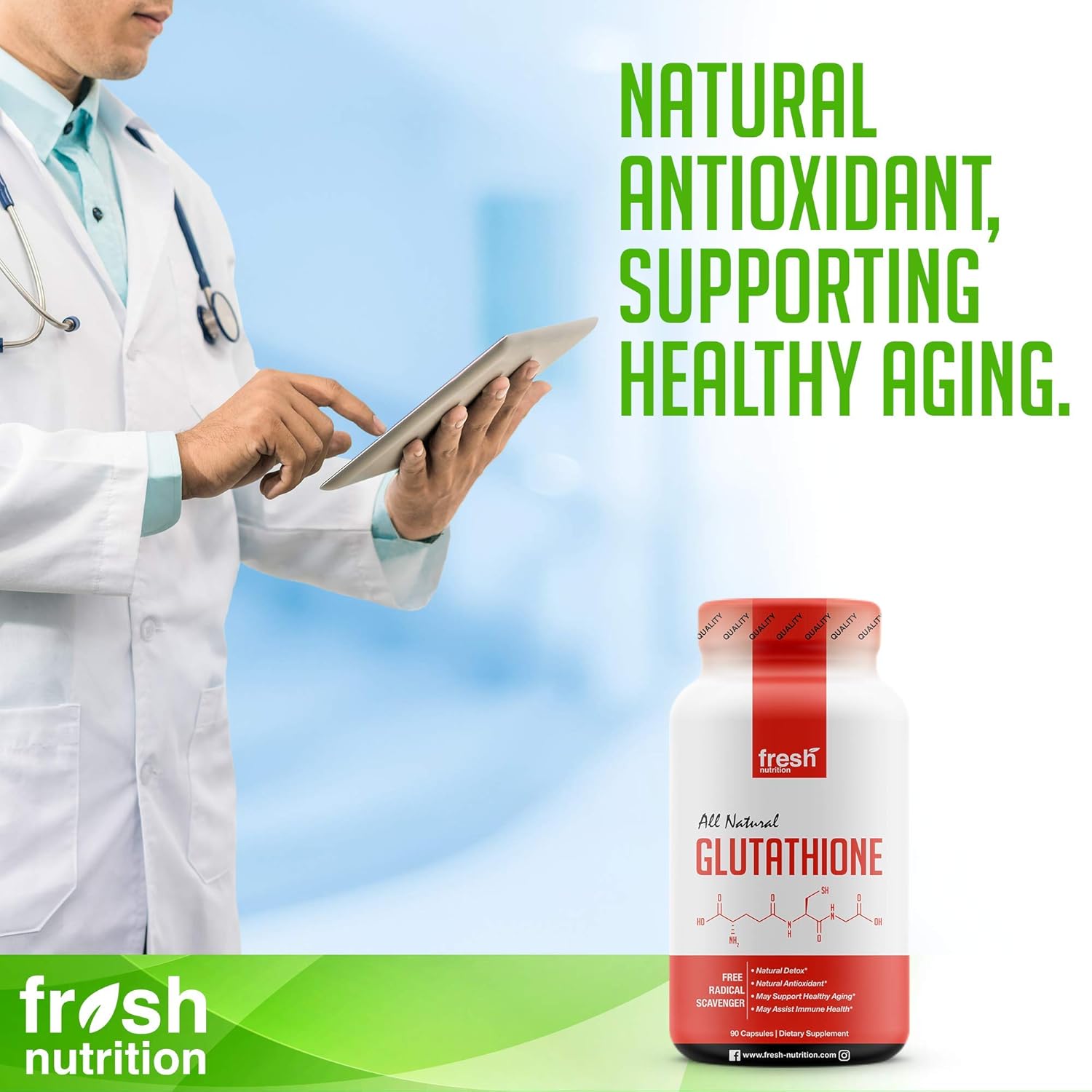 Glutathione Supplement - Strongest DNA Verified Glutathione Reduced - Natural Skin Whitening Anti-Aging Benefits – Liver, Immune and Brain Function - Vegan Friendly, Non GMO, Gluten & Soy Free: Health & Personal Care