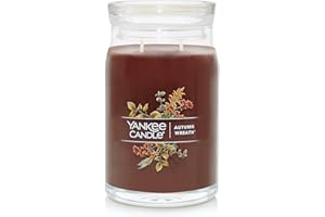 Yankee Candle Autumn Wreath Scented, Signature 20oz Large Jar 2-Wick Candle, Over 60 Hours of Burn Time