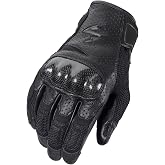 ScorpionEXO Vortex Air Motorcycle Riding Gloves Carbon Fiber Knuckles Touchscreen Compatible (Black - Large)