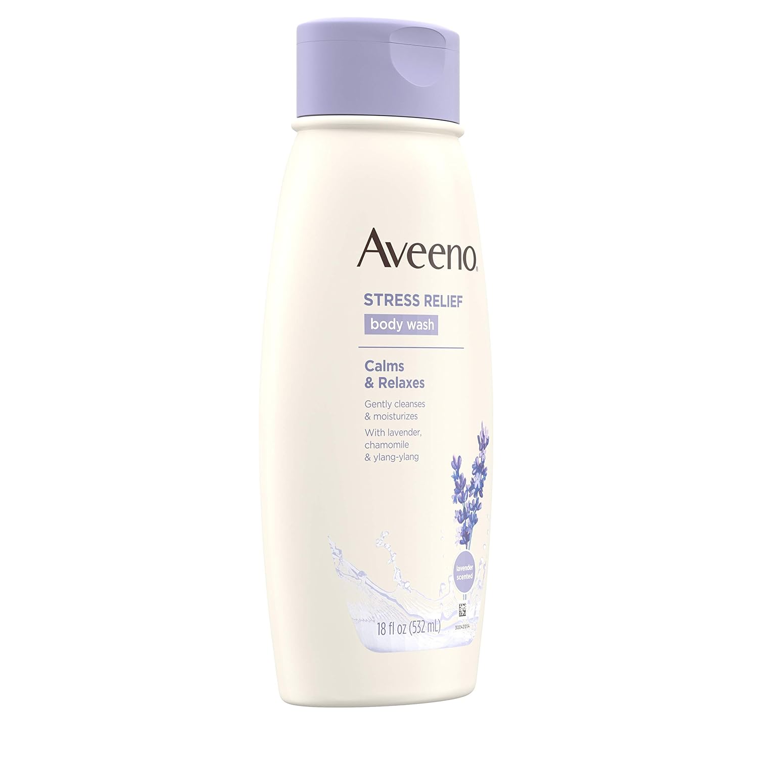 Aveeno Stress Relief Body Wash with Soothing Oat, Lavender, Chamomile & Ylang-Ylang Essential Oils, Dye- & Soap-Free Calming Body Wash for Shower Gentle on Sensitive Skin, 18 fl. oz: Beauty