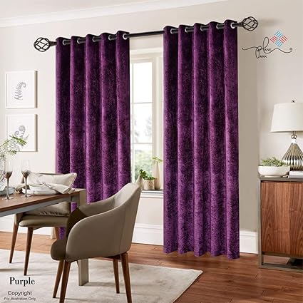 Qaisiria Crushed Velvet Curtains Eyelet Ring Top Thermal Fully