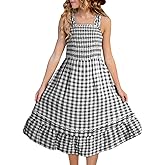 blibean Tween Girls Summer Dresses Kids Sleeveless Plaid Dress Size 6-15 Years