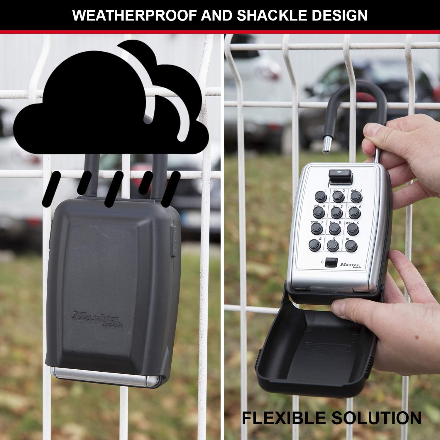 MASTER LOCK Portable Push Button Key Safe with Shackle, Medium 175 x 79 x 52 mm, Outdoor, for Home Office Industries Vehicles - Image 5