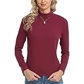 CUNYI Women's Turtle Neck Shirt Long Sleeve Thermal Tee Cotton Tops for Women