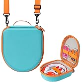 Hard Case for Yoto Mini Audio Music Player with Headphone, Travel Carrying Case Holds Yoto Mini, Headphones and Other Accessories with Adjustable Shoulder Strap, Up to 30 Audiobook Cards(Teal)