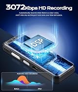 ZIPCIDE 128GB Digital Voice Recorder One Touch 3072 kbps DSP ANC view 3