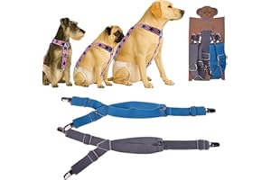 LAMIARAGA Dog Diaper Suspenders Female and Male 2 Pack (USA Flag Stars & Rainbow Stripes) Adjustable, Elastic Strap Clips for Dogs 10-200lbs Prevents Diaper Shifting and Falling Comfort (M, Gray & Green)