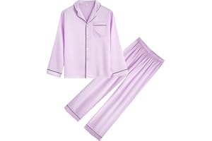 OEIU Kid Silky Satin Pajamas Set for Girls Boys pj Set Sleepwear Button-up Lounge Sets Nightwear