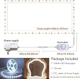 Hont 13ft Led Vanity Lights Kit Bendable 4M Dimmer Power Supply Adhesive Backing view 4