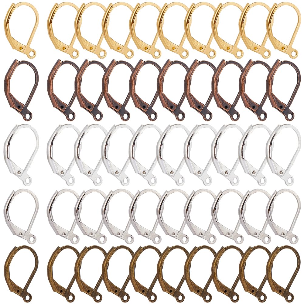 SOFPLATE 1 Box 200Pcs French Leverback Earring Hooks Huggie Earring Findings Bulk Brass Gold Wire with Loop Silver Dangle Small Lever Back Earring Wires for jewellery Making Supplies DIY Craft Beginne