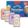 OLIPOP Prebiotic Soda Pop, Favorites Variety, Pantry Pack Packed with Prebiotics, Fiber, and Botanicals, Gluten Free, Vegan, GMO Free, 12oz (12-Cans)