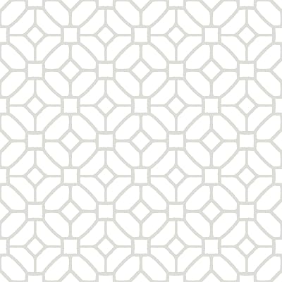 FloorPops FP2946 Lattice Peel & Stick Floor Tiles White Off-White 12x12