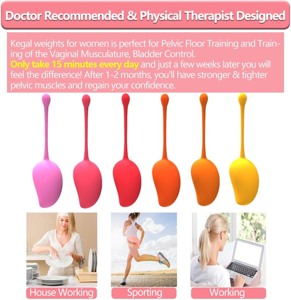Kegel Balls for Women Beginners & Advanced, Ben Wa Balls Sets(6 Pcs Set), Kegel Exerciser Weights Products for Tightening,Doctor Recommended for Women & Girls Bladder Control & Pelvic Floor Exercises: Health & Personal Care