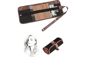 HESHENGPING 29 Pieces Sketch Drawing Pencil Set Included Graphite Pencils, Charcoal Pencils, Paper Erasable Pen, Craft Knife for Art Beginners