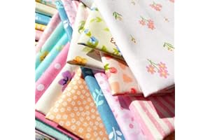 flic-flac 25pcs 12 x 12 inches (30cmx30cm) Cotton Fabric Squares Quilting Sewing Floral Precut Fabric Square Sheets for Craft Patchwork