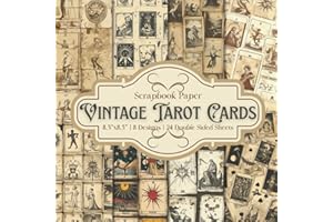 Vintage Tarot Cards Ephemera Scrapbook Paper Craft Pad: 8 Magical Designs, 24 Double-Side Sheets Printed 8.5"x8.5" Size Paper