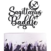 Sagittarius Baddie Cake Topper - Big Sagittarius Energy Birthday Decor, 12 Constellation Zodiac Themed Party Decorations (Black)