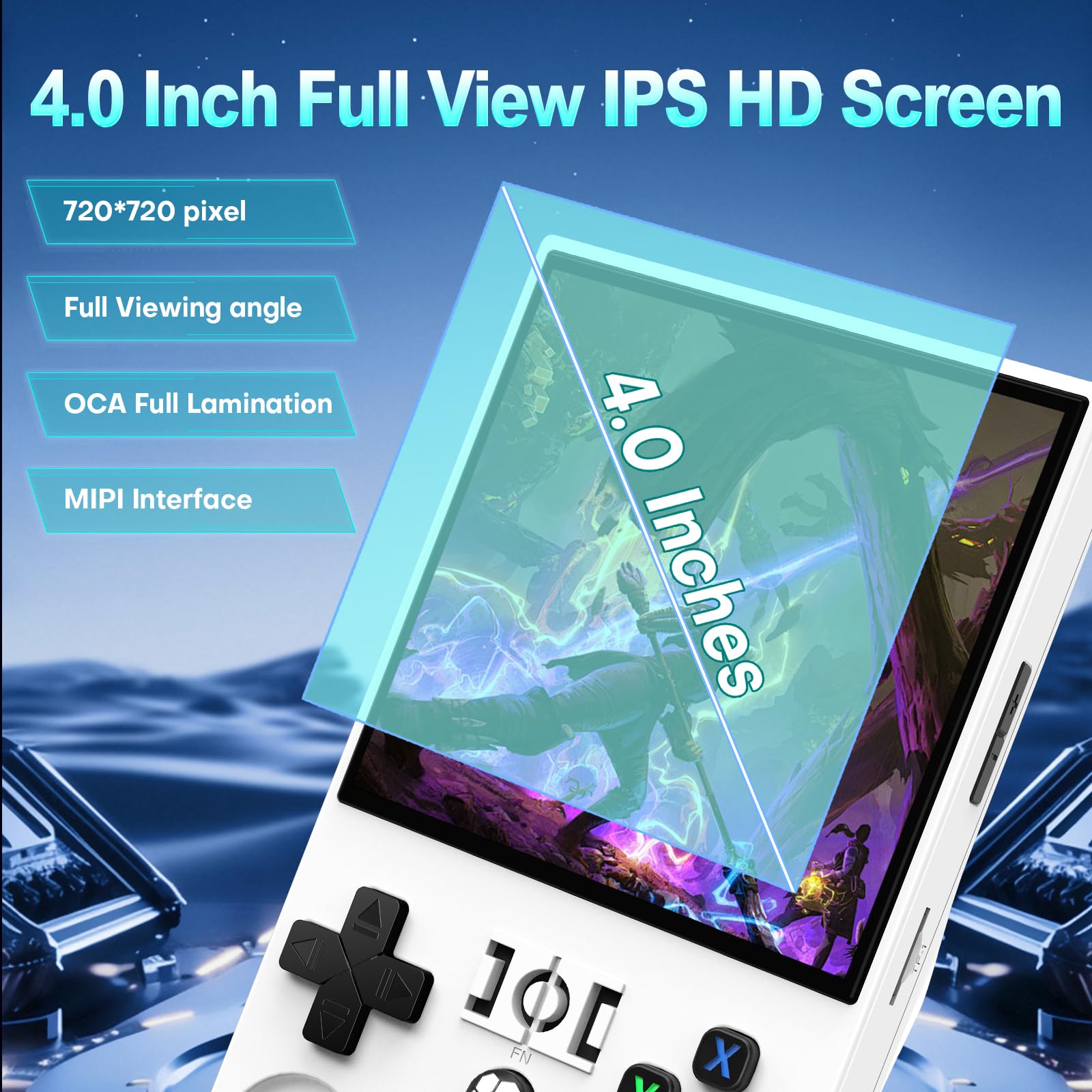R36MAX Game Console,4.0 Inch IPS Screen Linux System with 64GB TF Card,Retro Gaming Console Built in 18000+ Games