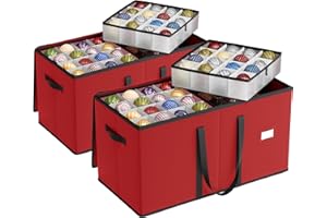 SONGMICS Large Christmas Ornament Storage Boxes, Set of 2, Dual Zippers, Stackable Christmas Storage Containers with Lid, 16 