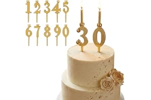 10Pcs Reusable Number Candle Holder Set, Silver/Gold Metal Digital Cake Topper Decorations, 0-9 Adjustable Birthday Cake Cand
