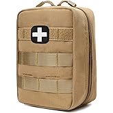 First Aid Kit EMT Medical IFAK Pouch, Molle Tactical Med Emergency Trauma Bag for Camping Home Car Hiking Hunting (Tan)