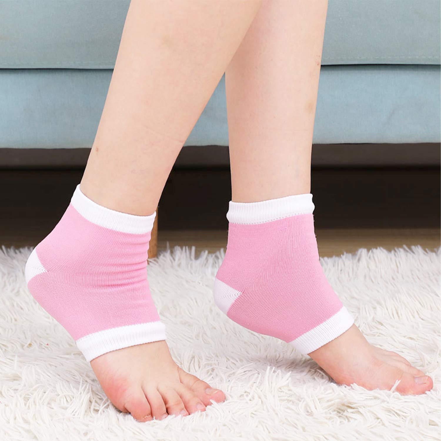 Moisturizing Fingerless Gloves and Heel Socks - Cold Therapy Gel Moisturizing Gloves and Heel Socks - Gel Spa for Moisturize Soften Repairing Dry Cracked Hands Feet Skin Care(Pink) : Beauty